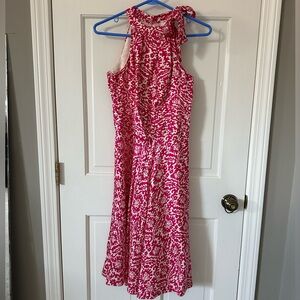 Lilly Pulitzer Pink and cream halter Sleeveless Dress tie-neck detail, size 2